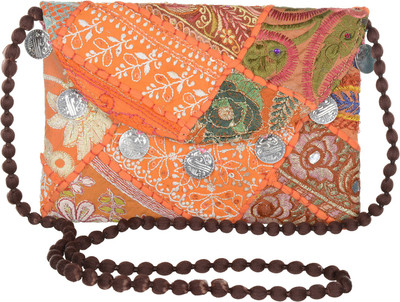 

Jewel Fab Art Women Evening/Party Orange Cotton Sling Bag
