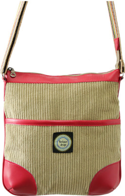 

Anekaant Women Casual Beige Cotton, PU Sling Bag