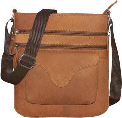 

Style 98 Men & Women Casual Tan Genuine Leather Shoulder Bag