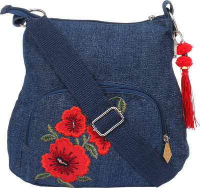 

Pickpocket Women Casual Blue Canvas Sling Bag