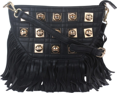 

Star Style Women Evening/Party Black Leatherette Sling Bag
