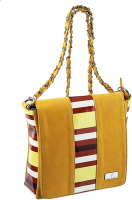 

Metro Girls Evening/Party Yellow Genuine Leather Sling Bag