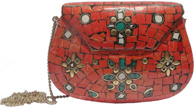 

ALAR Women Casual Red Metal Sling Bag