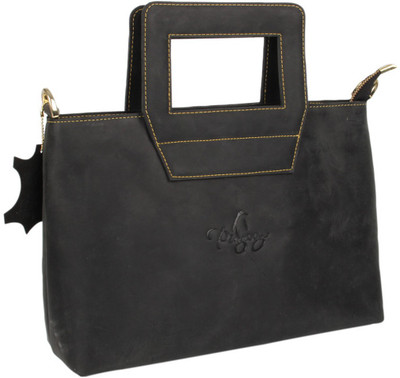 

pingooz Women Casual Black Genuine Leather Tote