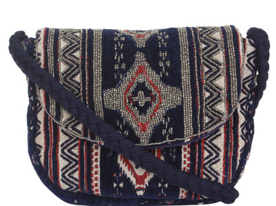 

Tiara Women Casual Blue Wool Inex Sling Bag