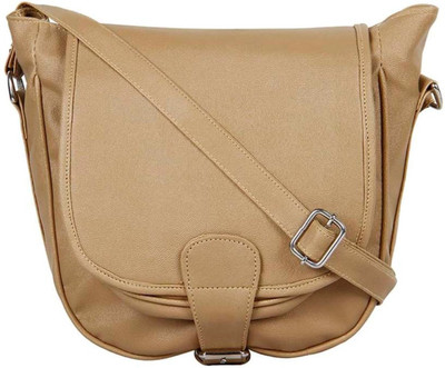 

Rapidcostore Girls Casual Beige Leatherette Sling Bag