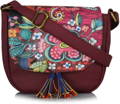 

Shaun Design Girls Casual Maroon Leatherette Sling Bag