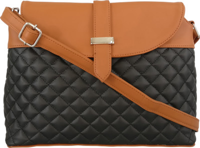 

Toteteca Bag Works Women Casual Black, Tan PU Sling Bag