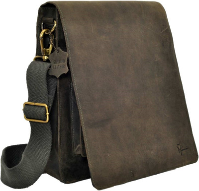 

Hawai Men & Women Casual Khaki Genuine Leather Sling Bag
