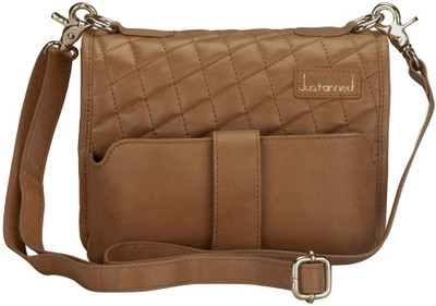 

Justanned Women Casual Tan Genuine Leather Sling Bag