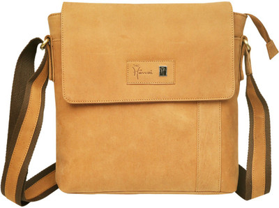 

Hawai Men Casual Brown Genuine Leather Sling Bag