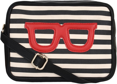 

Pretty Things Women Casual Black, White PU Sling Bag