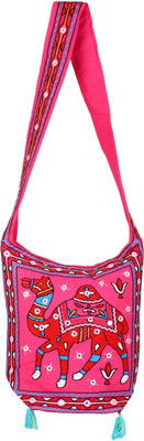 

Rajrang Women Casual Pink, Red Cotton Sling Bag