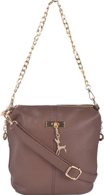 

Kleio Women Evening/Party Brown Leatherette Sling Bag