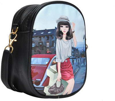 

Hawai Girls Casual Black PU Sling Bag