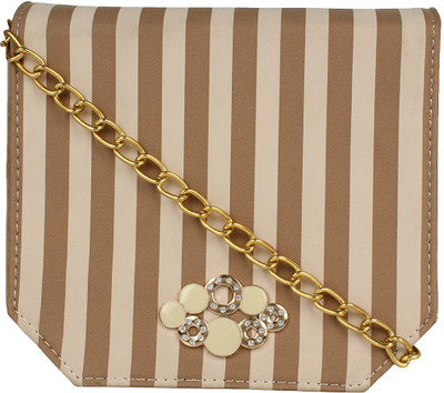 

Berrypeckers Women Evening/Party Beige PU Sling Bag