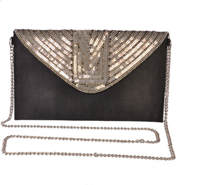 

Diwaah Women Evening/Party Black Canvas Sling Bag