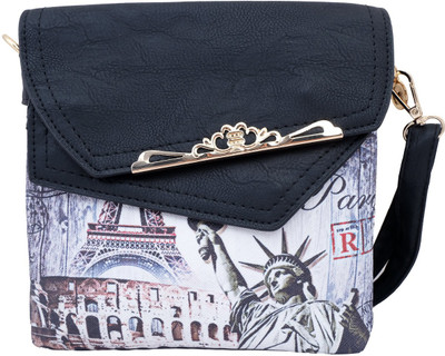 

Super Drool Women Casual Black PU Sling Bag