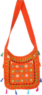 

Rajrang Women Casual Orange Cotton Sling Bag