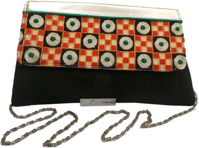

Bhamini Women Evening/Party Black Silk Sling Bag