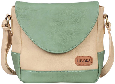 

Luvoksi Women Green, Beige Leatherette Sling Bag, Beige;green