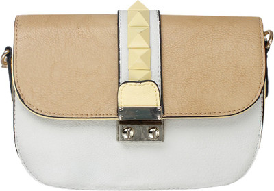 

Riti Women Casual Brown, White Polyester Sling Bag