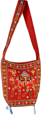 

Rajrang Women Casual Red, Red Cotton Sling Bag