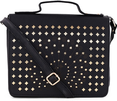 Histeria Women Casual Black Leatherette Sling Bag