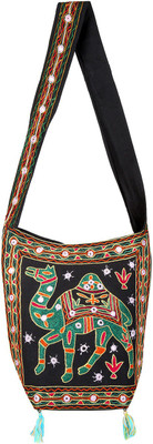 

Rajrang Women Black, Green, Brown Cotton Sling Bag, Black;brown;green