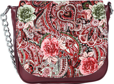 

Dice Women Casual Maroon PU Sling Bag
