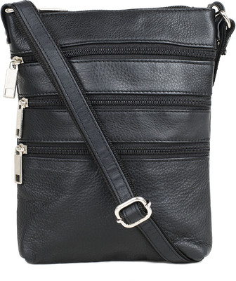 

LeWIS Women Casual Black Genuine Leather Sling Bag