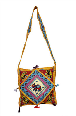 

Amazing India Girls Casual Yellow Cotton Sling Bag