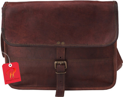 

Pranjals House Women Casual Brown Genuine Leather Messenger Bag