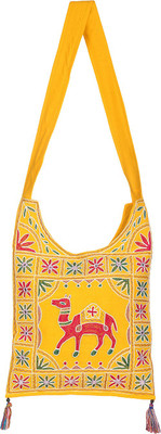 

Rajrang Women Casual Yellow Cotton Sling Bag
