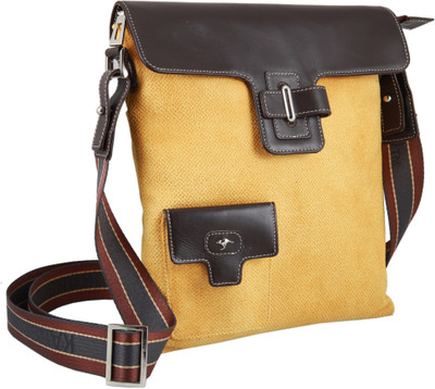 

Kangoo Men & Women Casual Yellow Genuine Leather Sling Bag