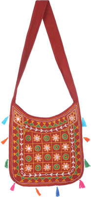 

Rajrang Women Casual Red Cotton Sling Bag