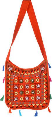 

Rajrang Women Casual Orange Cotton Sling Bag
