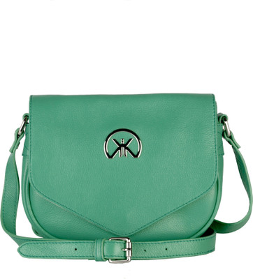 

Khiora Women Formal Green Genuine Leather Sling Bag
