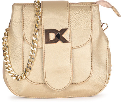

Diana Korr Women Evening/Party Gold PU Sling Bag