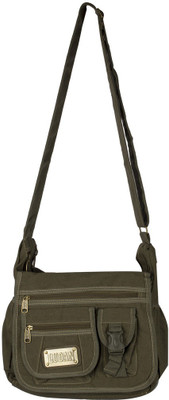 

Ludan Men Casual Green Canvas Sling Bag