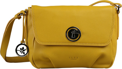 

ILEX London Women Casual Yellow Genuine Leather Sling Bag