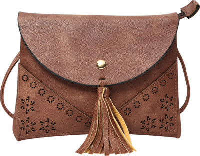 

Hawai Girls Evening/Party Brown PU Sling Bag