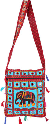 

Rajrang Women Casual Blue, Red, Black Cotton Sling Bag, Black;blue;red