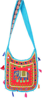 

Rajrang Women Casual Red, Blue, Purple Cotton Sling Bag, Blue;purple;red