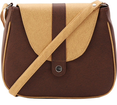 Felicita Girls Casual Brown, Beige PU Sling Bag, Beige;brown