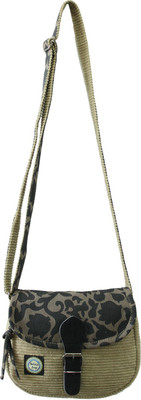 

Anekaant Women Casual Beige PU, Cotton Sling Bag