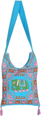 

Rajrang Women Casual Blue Cotton Sling Bag