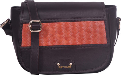 

Justanned Women Casual Grey, Orange Genuine Leather Sling Bag
