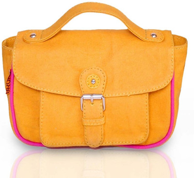 Brune Girls Casual Yellow Canvas Sling Bag