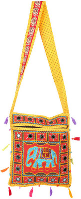

Rajrang Women Casual Red, Blue, Yellow Cotton Sling Bag, Blue;red;yellow